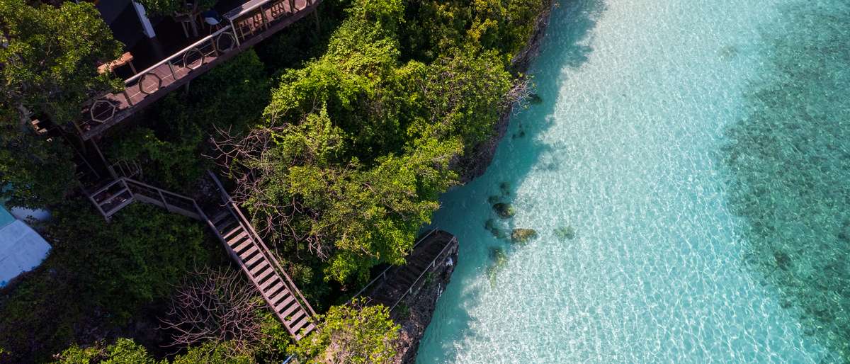 The Seascapes property on the coast at
     Tanjung Bira, South Sulawesi, seen from above