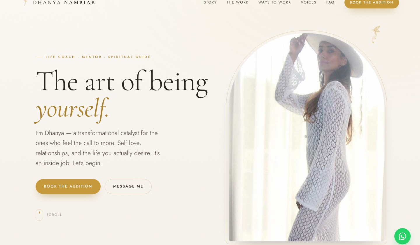 The Dhanya Nambiar website homepage