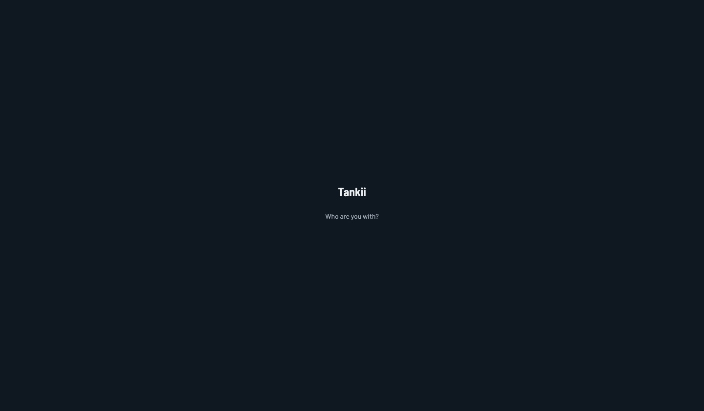 The Tankii sign-in screen